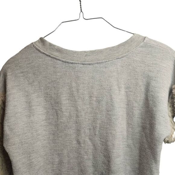 Anthropologie Amadi Shearling Sleeve Pullover Top Size Medium - Picture 12 of 14